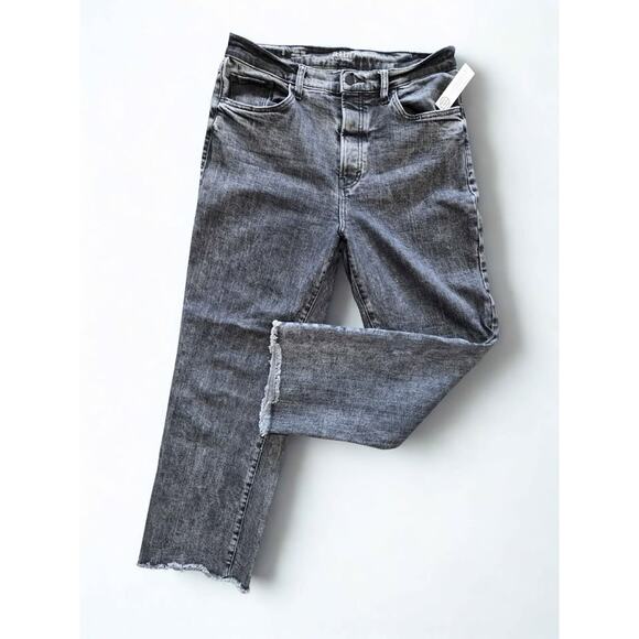 a.n.a. High-Rise Crop Straight Jeans - Acid Wash Gray - Raw Hem - Size 8 - Picture 1 of 3